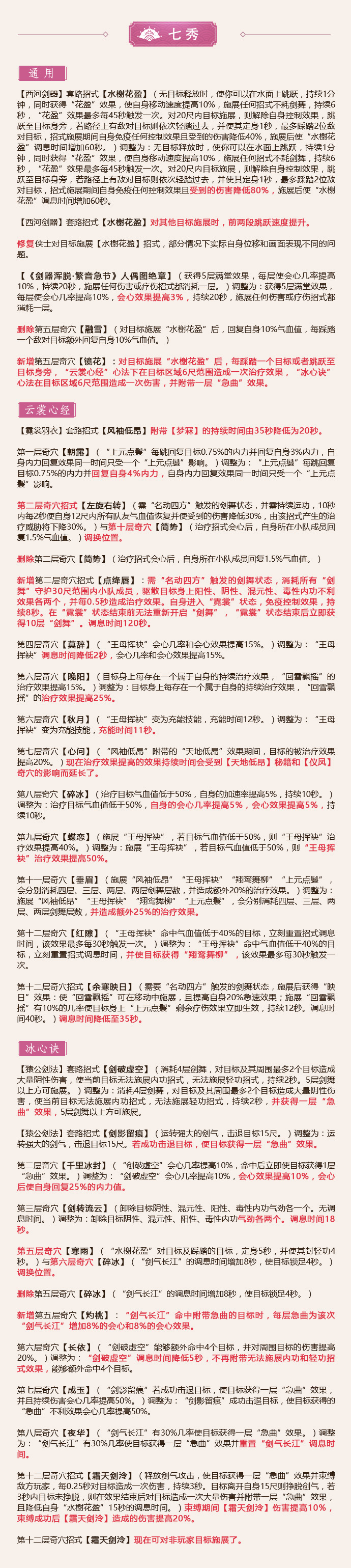 《剑网3》怒海争锋全门派技改内容汇总