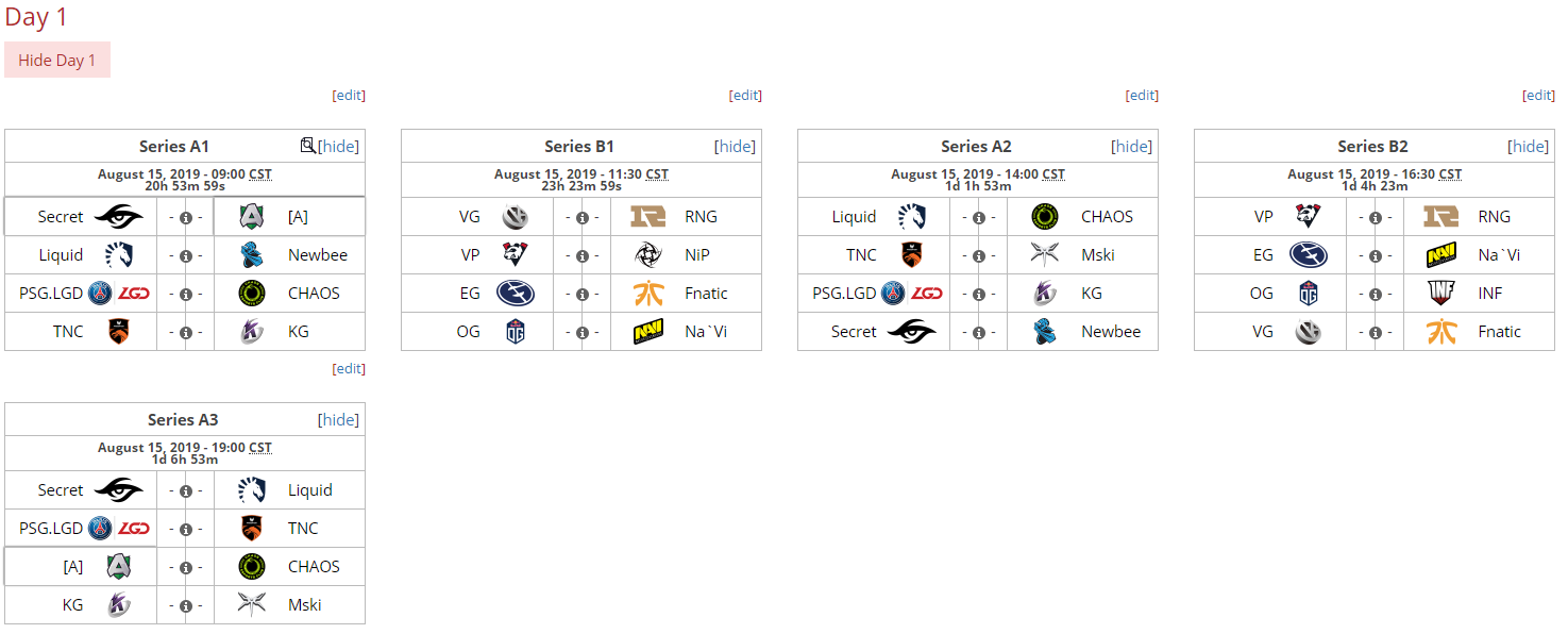 《DOTA2》TI9小组赛赛程安排时间表