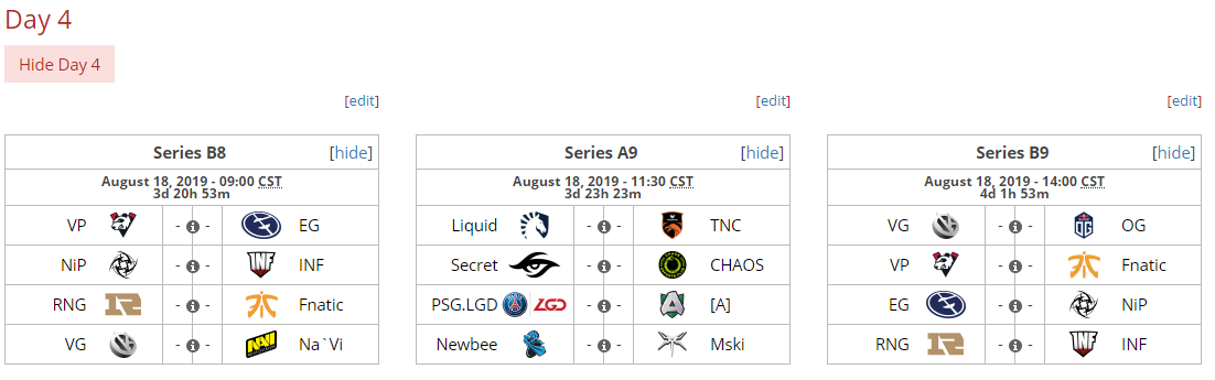 《DOTA2》TI9小组赛赛程安排时间表