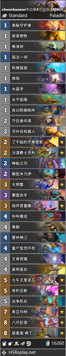 《炉石传说》奥丹姆奇兵8月末期T1卡组汇总