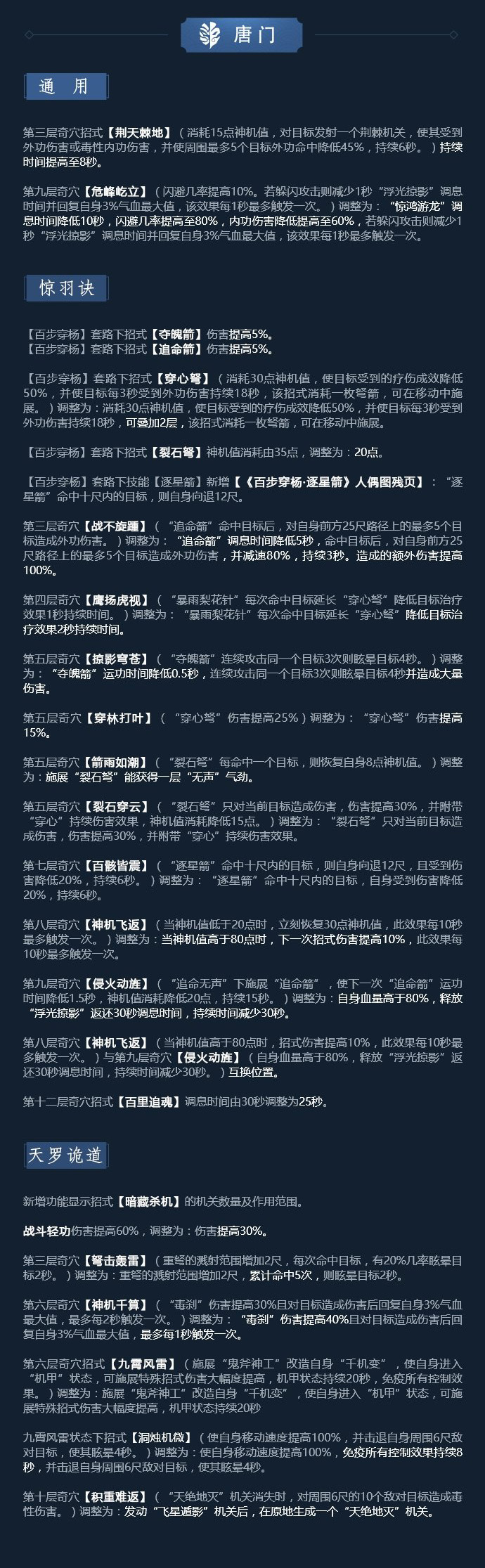 《剑网3》凌雪藏锋唐门技改详解