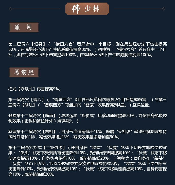 《剑网3》11月12日凌雪藏锋全门派技改汇总