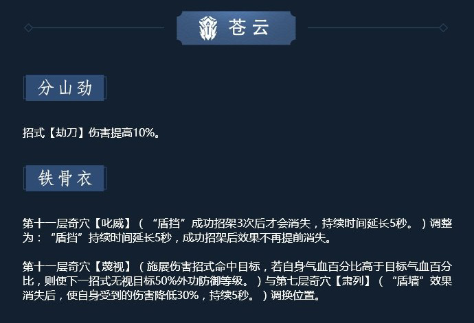 《剑网3》11月12日凌雪藏锋全门派技改汇总