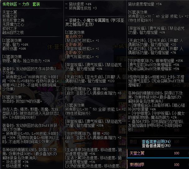 《DNF》100版本装备大全
