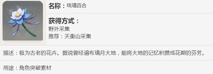 原神琉璃百合有啥用