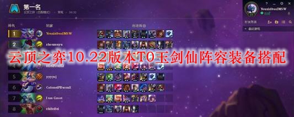 云顶之弈10.22版本T0玉剑仙阵容装备搭配