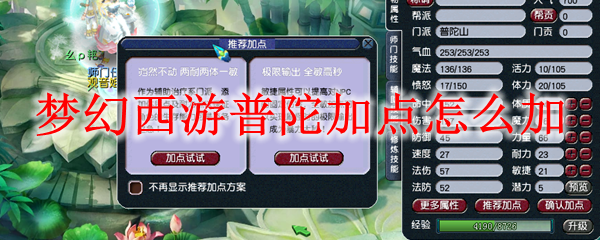 梦幻西游普陀加点怎么加