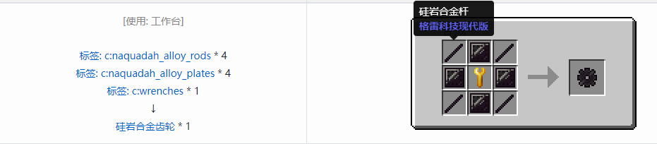 我的世界格雷科技现代版齿轮合成表大全
