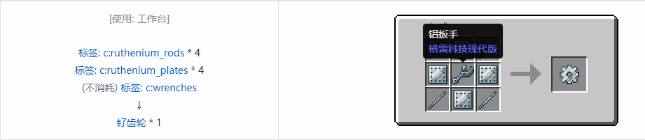 我的世界格雷科技现代版齿轮合成表大全