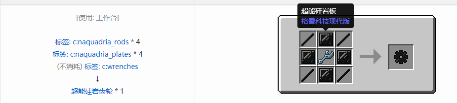 我的世界格雷科技现代版齿轮合成表大全