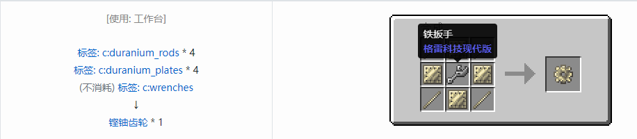 我的世界格雷科技现代版齿轮合成表大全