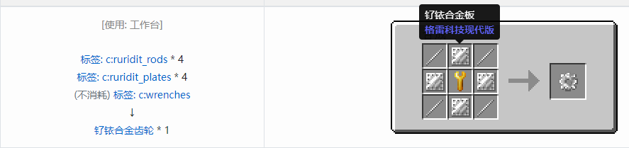 我的世界格雷科技现代版齿轮合成表大全