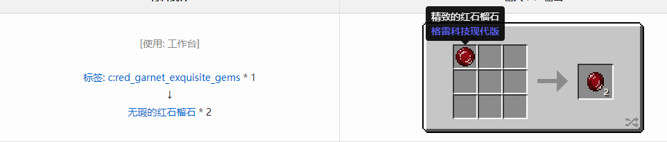 我的世界格雷科技现代版无瑕宝石合成表大全