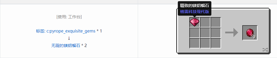我的世界格雷科技现代版无瑕宝石合成表大全