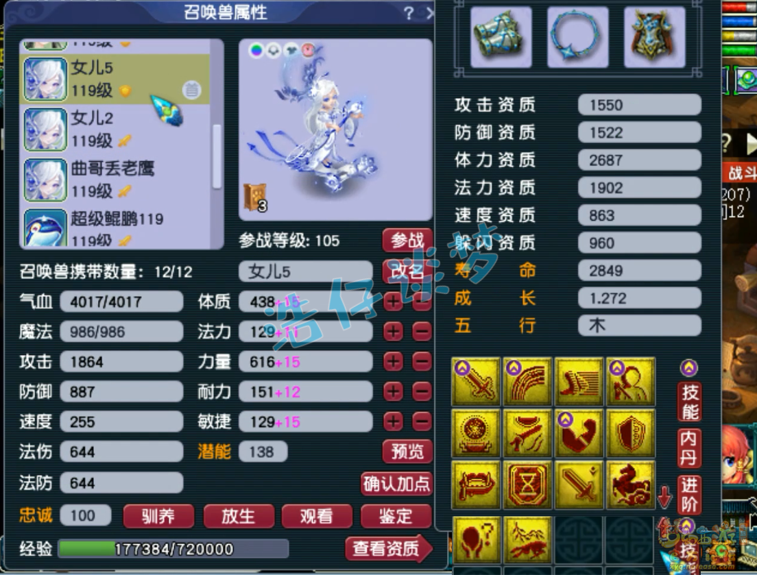 梦幻西游109级封女儿村装备展示图