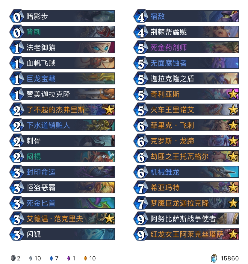 《炉石传说》巨龙降临宇宙亡语贼卡组构筑