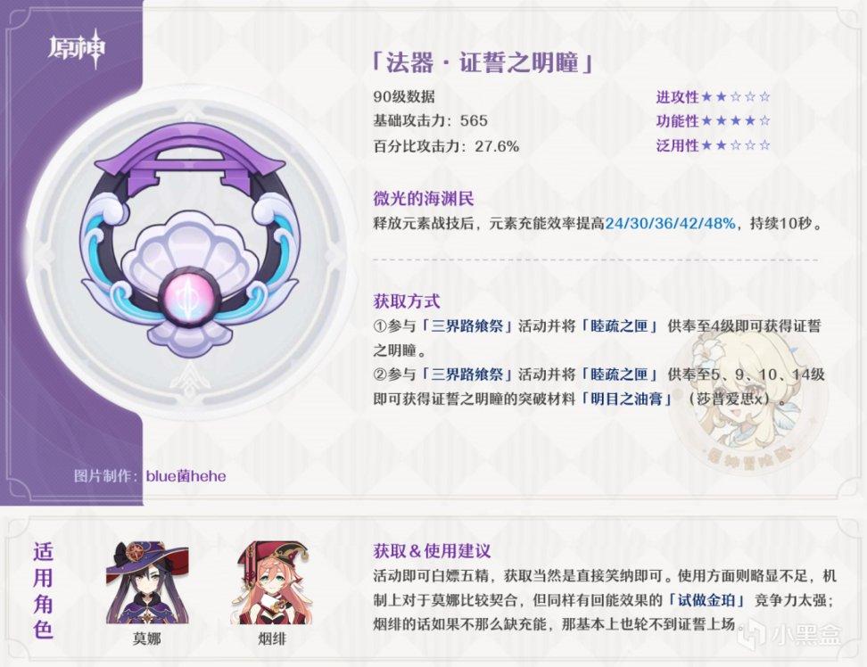 原神证誓之明瞳好用吗