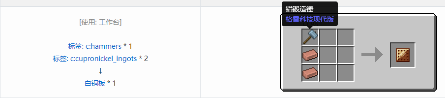 我的世界格雷科技现代版板合成表大全