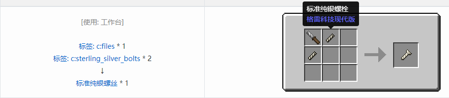 我的世界格雷科技现代版螺丝合成表大全