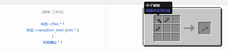 我的世界格雷科技现代版螺丝合成表大全