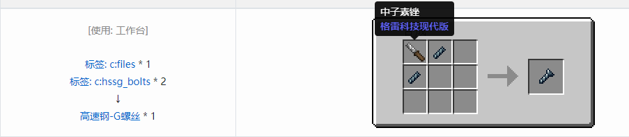 我的世界格雷科技现代版螺丝合成表大全