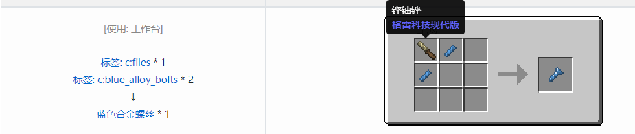 我的世界格雷科技现代版螺丝合成表大全