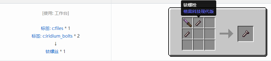 我的世界格雷科技现代版螺丝合成表大全