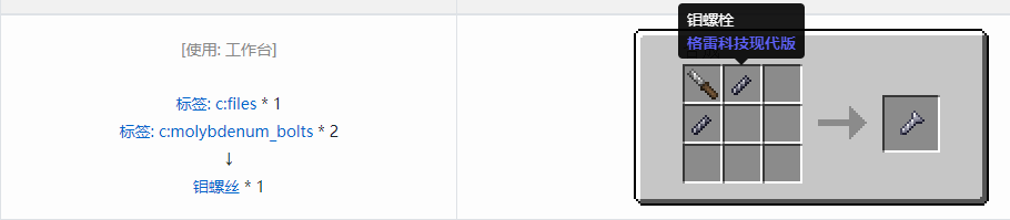 我的世界格雷科技现代版螺丝合成表大全