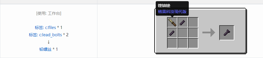 我的世界格雷科技现代版螺丝合成表大全