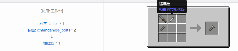 我的世界格雷科技现代版螺丝合成表大全