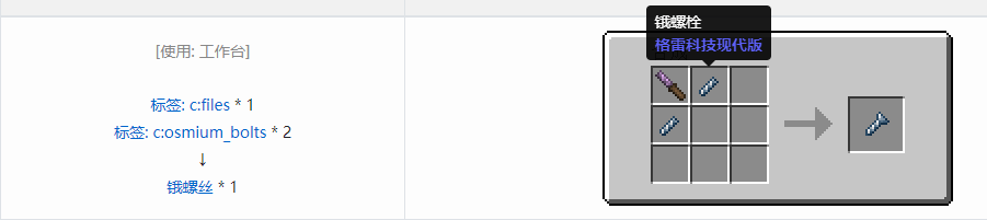 我的世界格雷科技现代版螺丝合成表大全