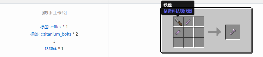 我的世界格雷科技现代版螺丝合成表大全