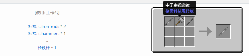 我的世界格雷科技现代版长杆合成表大全