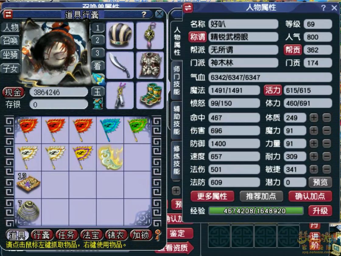 梦幻西游69奶神木林装备展示图