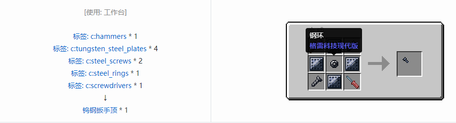 我的世界格雷科技现代版扳手顶合成表大全