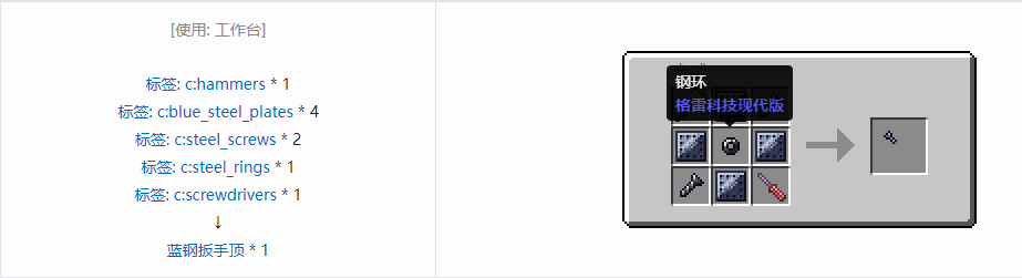 我的世界格雷科技现代版扳手顶合成表大全