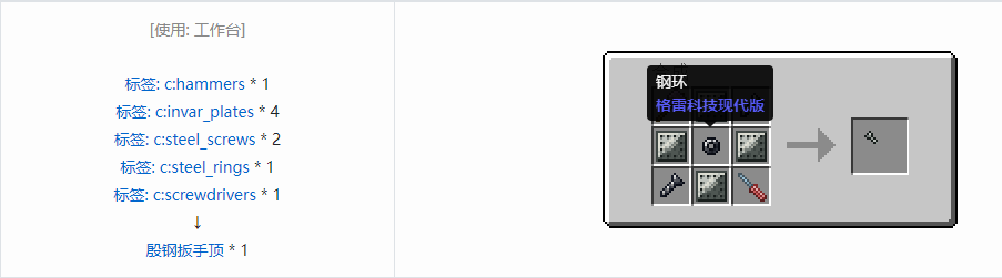 我的世界格雷科技现代版扳手顶合成表大全