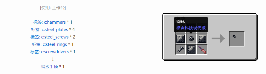 我的世界格雷科技现代版扳手顶合成表大全