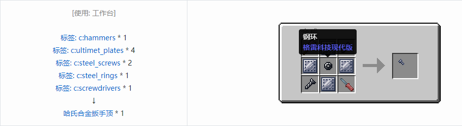 我的世界格雷科技现代版扳手顶合成表大全