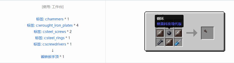 我的世界格雷科技现代版扳手顶合成表大全