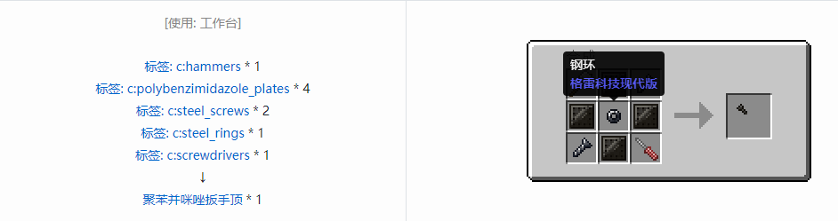 我的世界格雷科技现代版扳手顶合成表大全