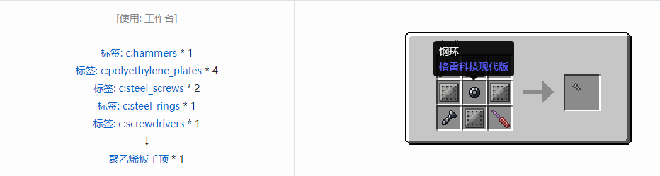 我的世界格雷科技现代版扳手顶合成表大全