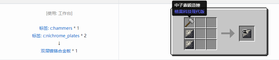 我的世界格雷科技现代版双层板合成表大全