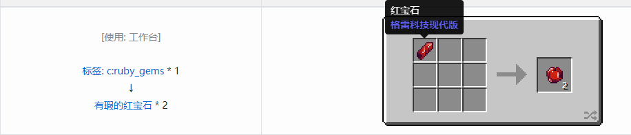 我的世界格雷科技现代版有瑕宝石合成表大全