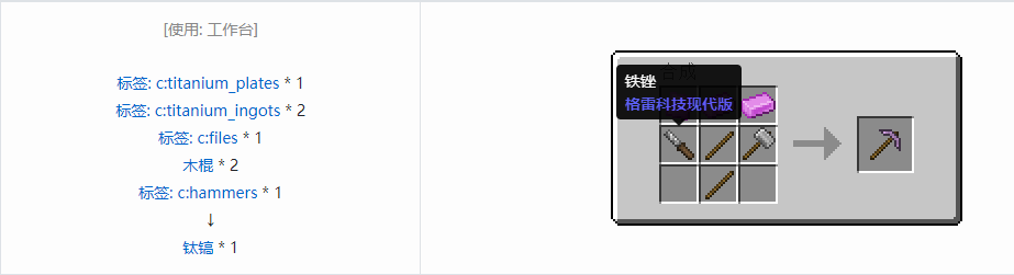 我的世界格雷科技现代版镐合成表大全