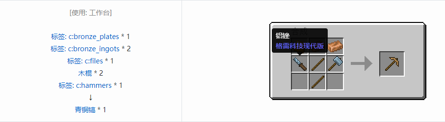 我的世界格雷科技现代版镐合成表大全