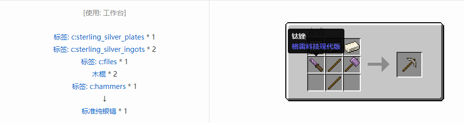我的世界格雷科技现代版镐合成表大全