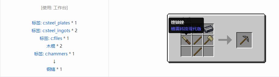 我的世界格雷科技现代版镐合成表大全