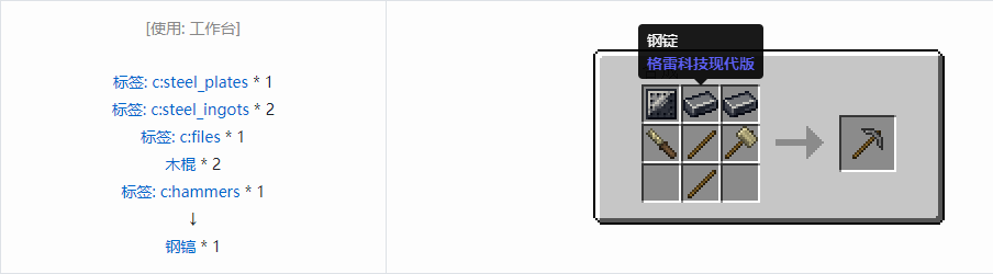 我的世界格雷科技现代版镐合成表大全