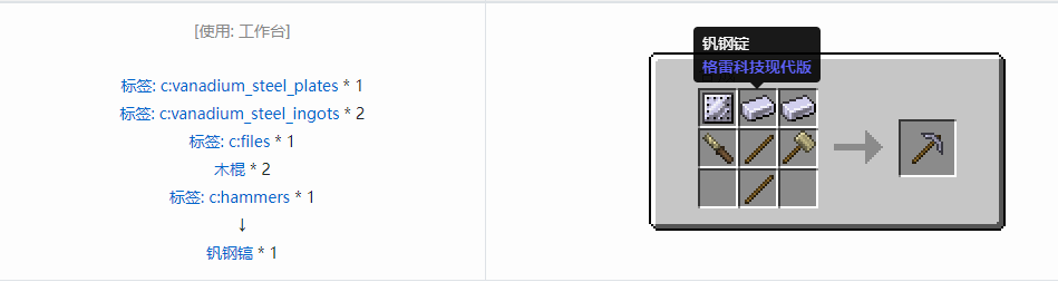 我的世界格雷科技现代版镐合成表大全